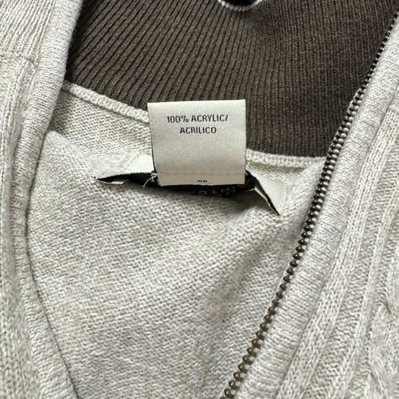 Haggar Clothing Men’s Beige Pullover 1/4 Zip‎ Mock Neck Tight Cable Knit XL - Picture 5 of 10